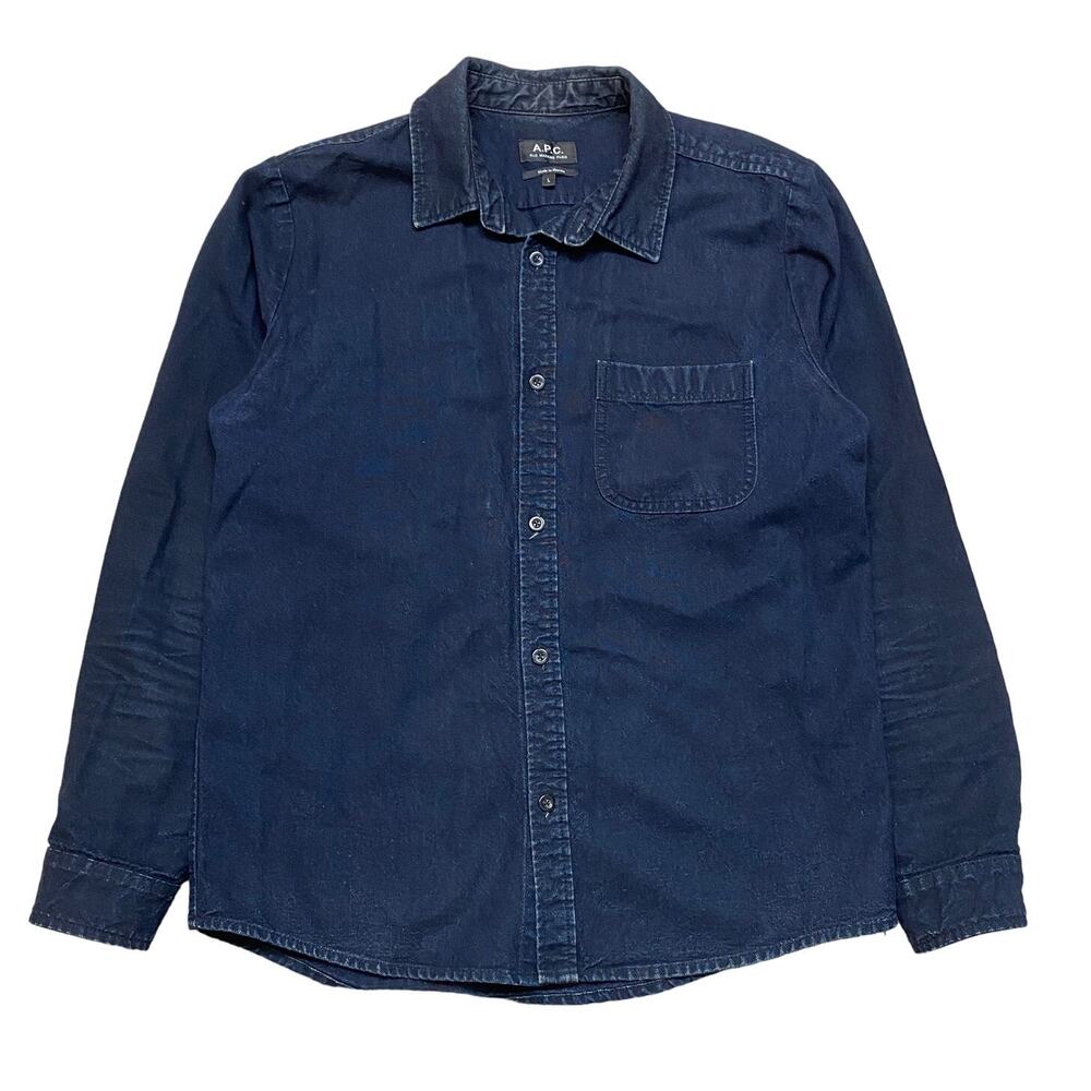 A.P.C. Men's Casual Button Down Shirt - Dark Blue